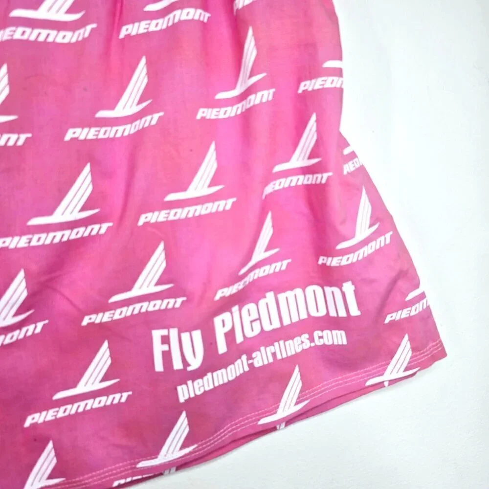 Vintage NWOT Fly Piedmont Airlines Pink White Elastic Shorts Made In USA